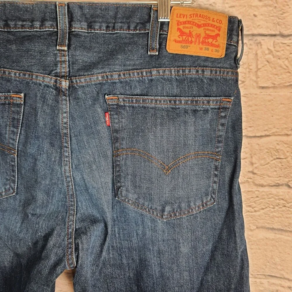 Levi's 569 Loose Straight Leg Jeans Men's Size 38x30 Blue Denim Relaxed Fit